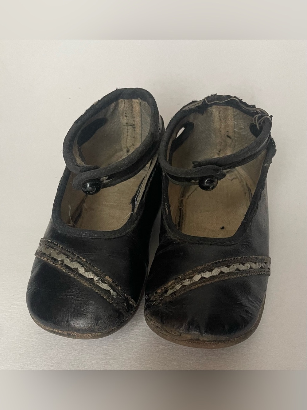 Vintage/ Antique Black Kids Mary Jane Shoes with Button Strap